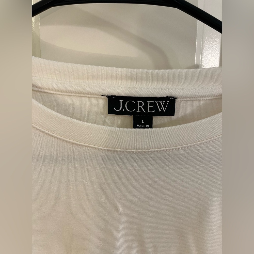 J. Crew Ivory Long-Sleeve Crewneck Top with Button Cuffs - Picture 3 of 6